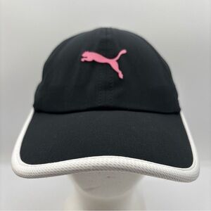 Puma Golf Performance Hat Black Pink Logo Adjustable Lightweight Athletic Cap